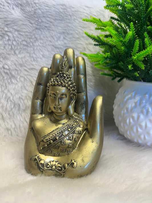 Golden Buddha Ornament with a radiant gold finish, beautifully crafted for luxurious home decor and spiritual gifting, symbolizing peace and serenity