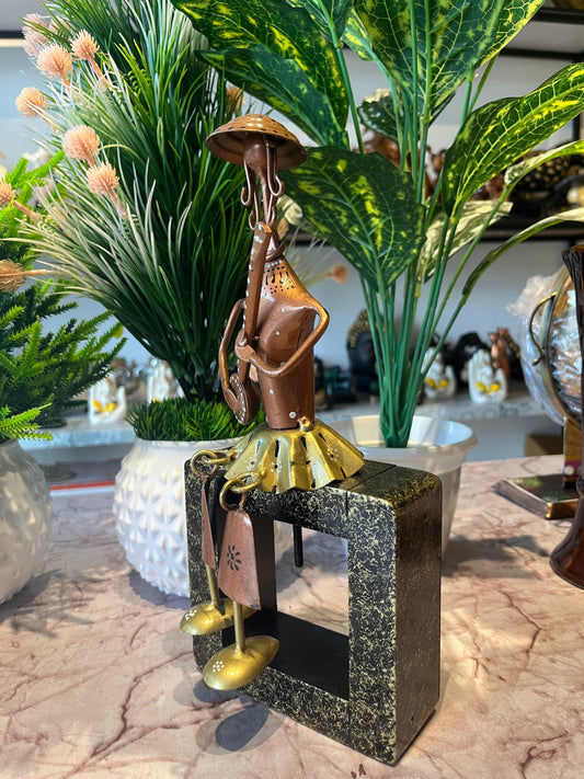 Kreative House Iron Decorative showpiece Sitting Cap Lad