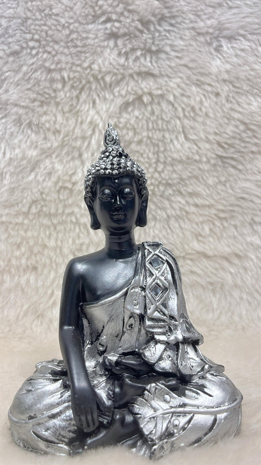 Elegant Silver Buddha Statue 